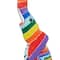 5ft. Multicolored Striped Wooden Elephant Sculpture